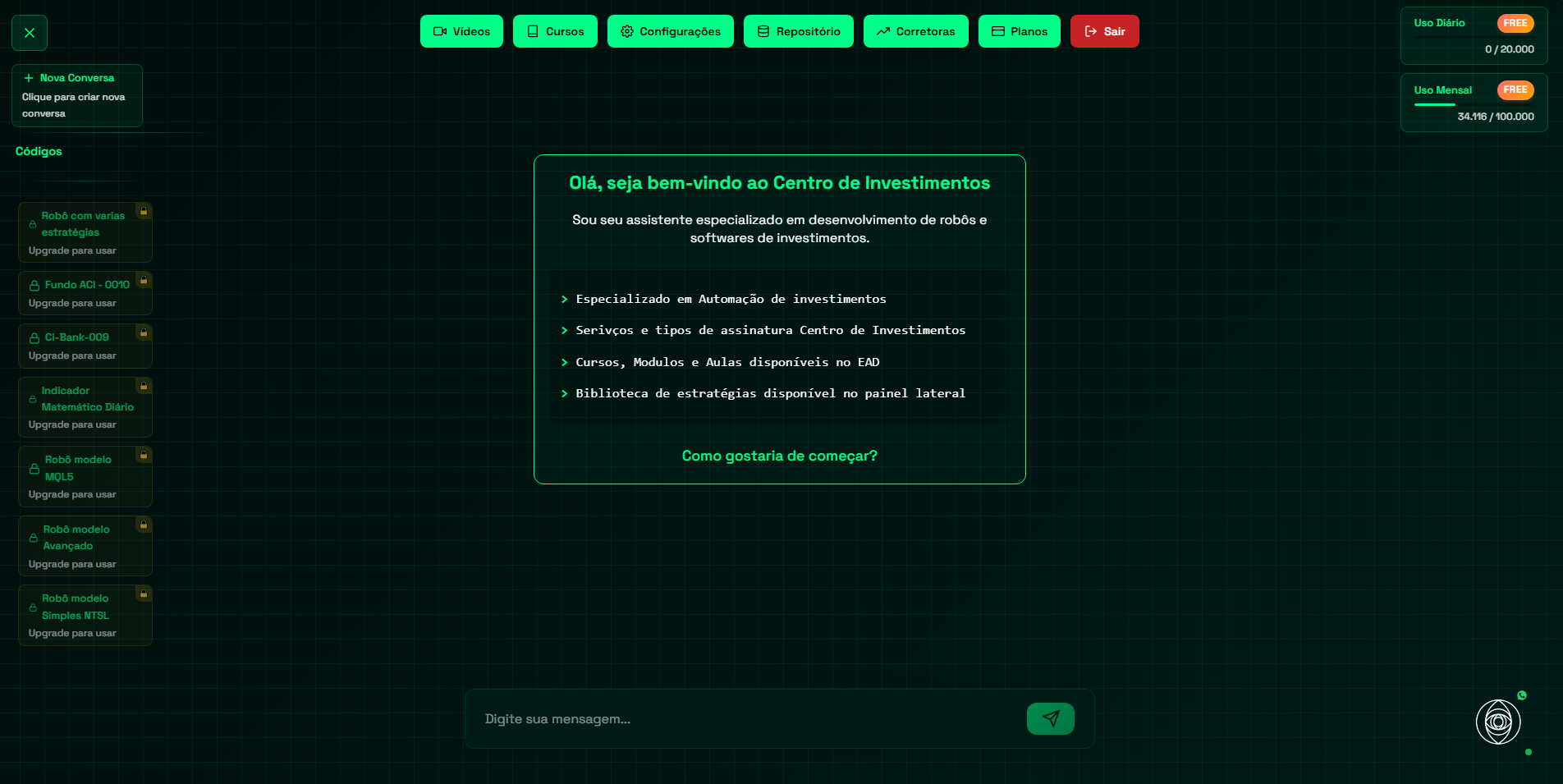 Mockup IA Centro de Investimentos